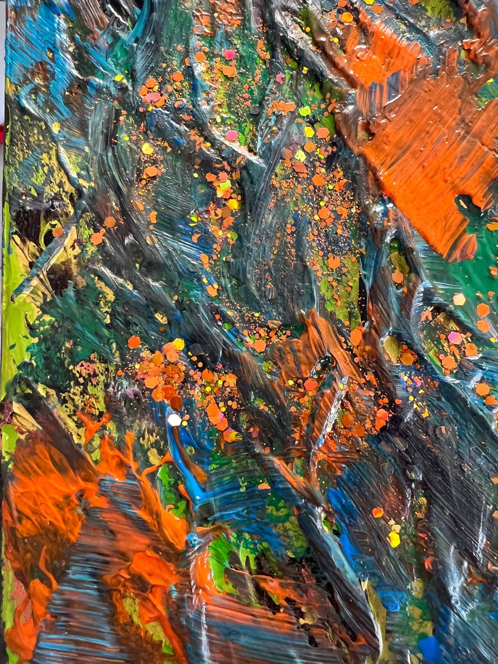 Tableau Abstrait Vert et Orange