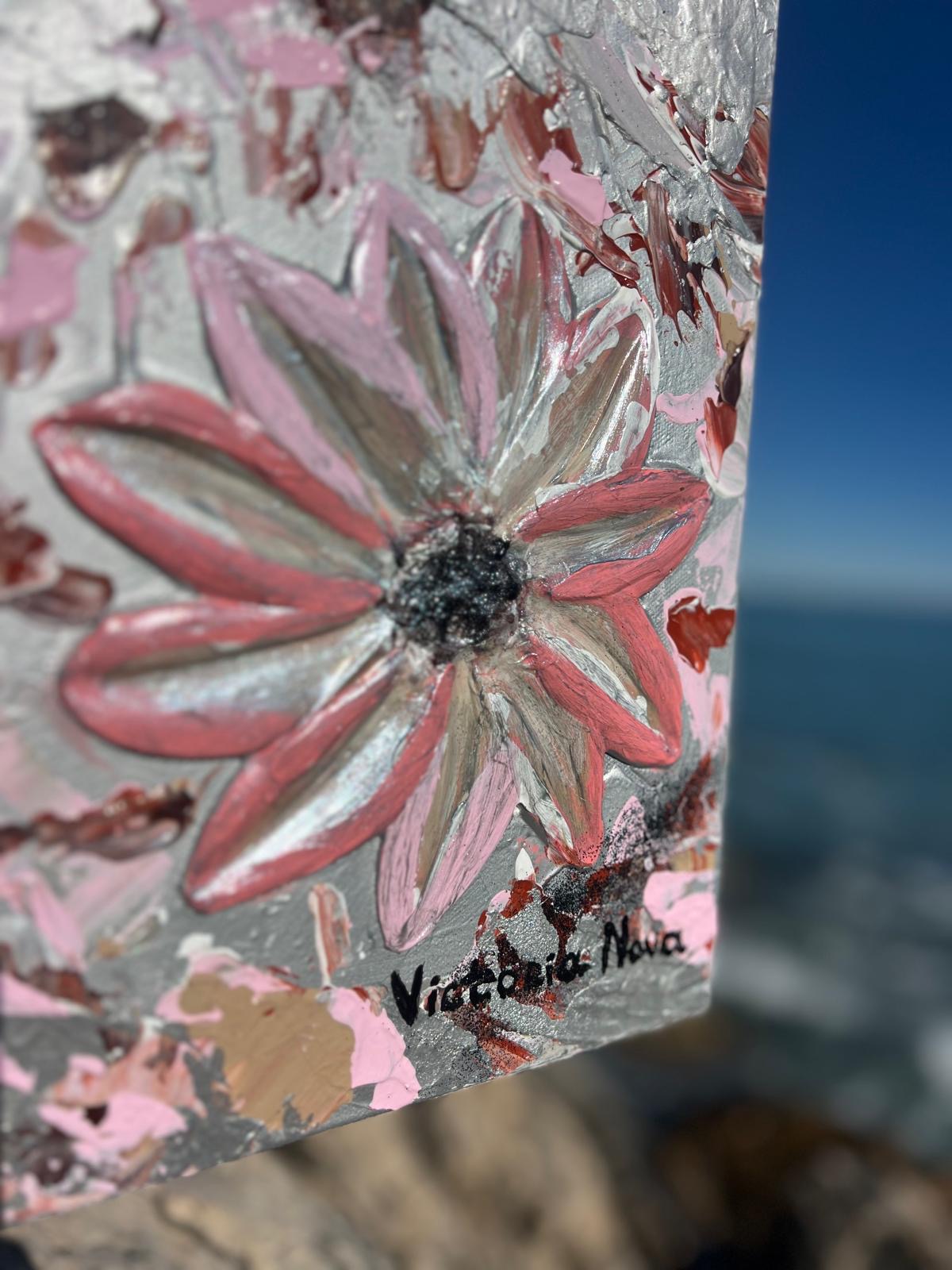Tableau Abstract flowers pink