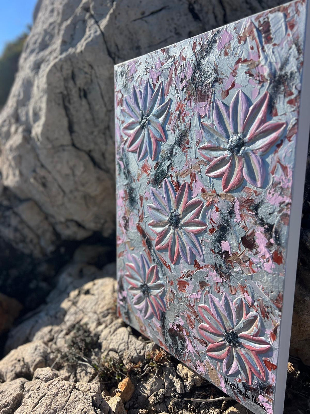 Tableau Abstract flowers pink