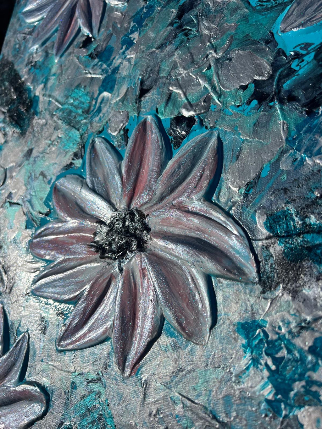 Tableau abstract flowers blue