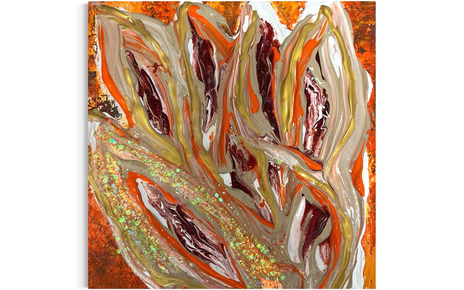 Tableau Abstrait Orange