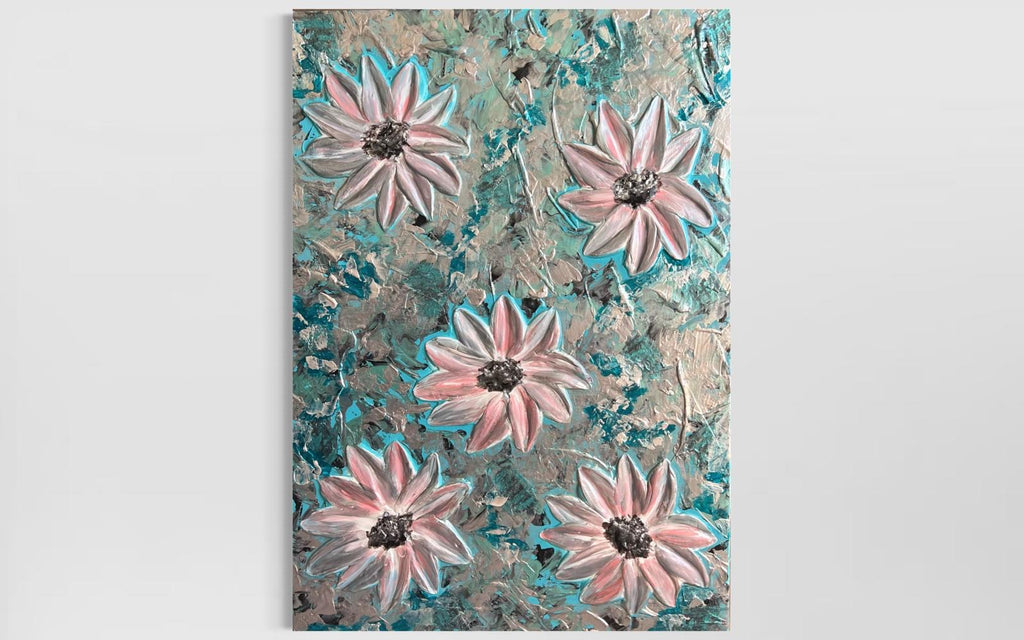 Tableau abstract flowers blue