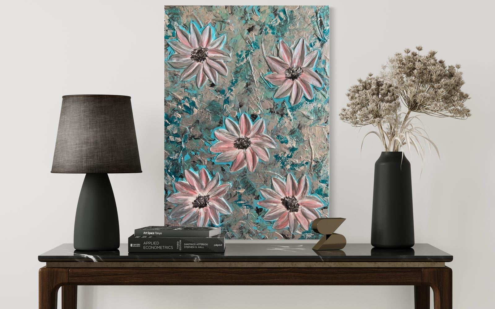 Tableau abstract flowers blue