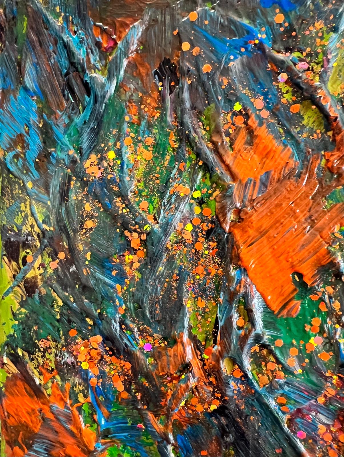 Tableau Abstrait Vert et Orange