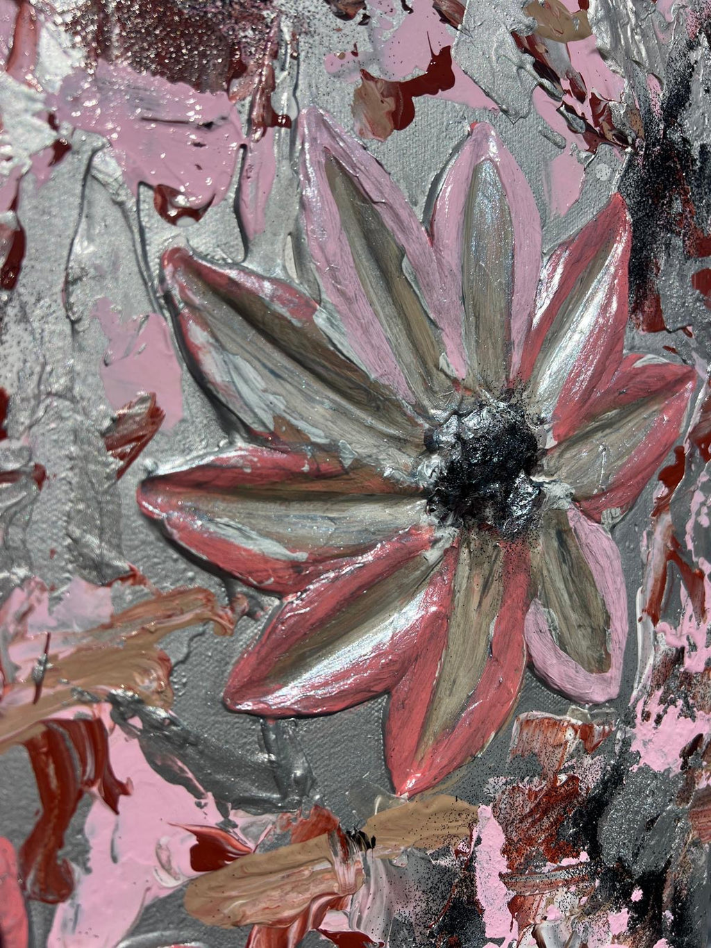 Tableau Abstract flowers pink