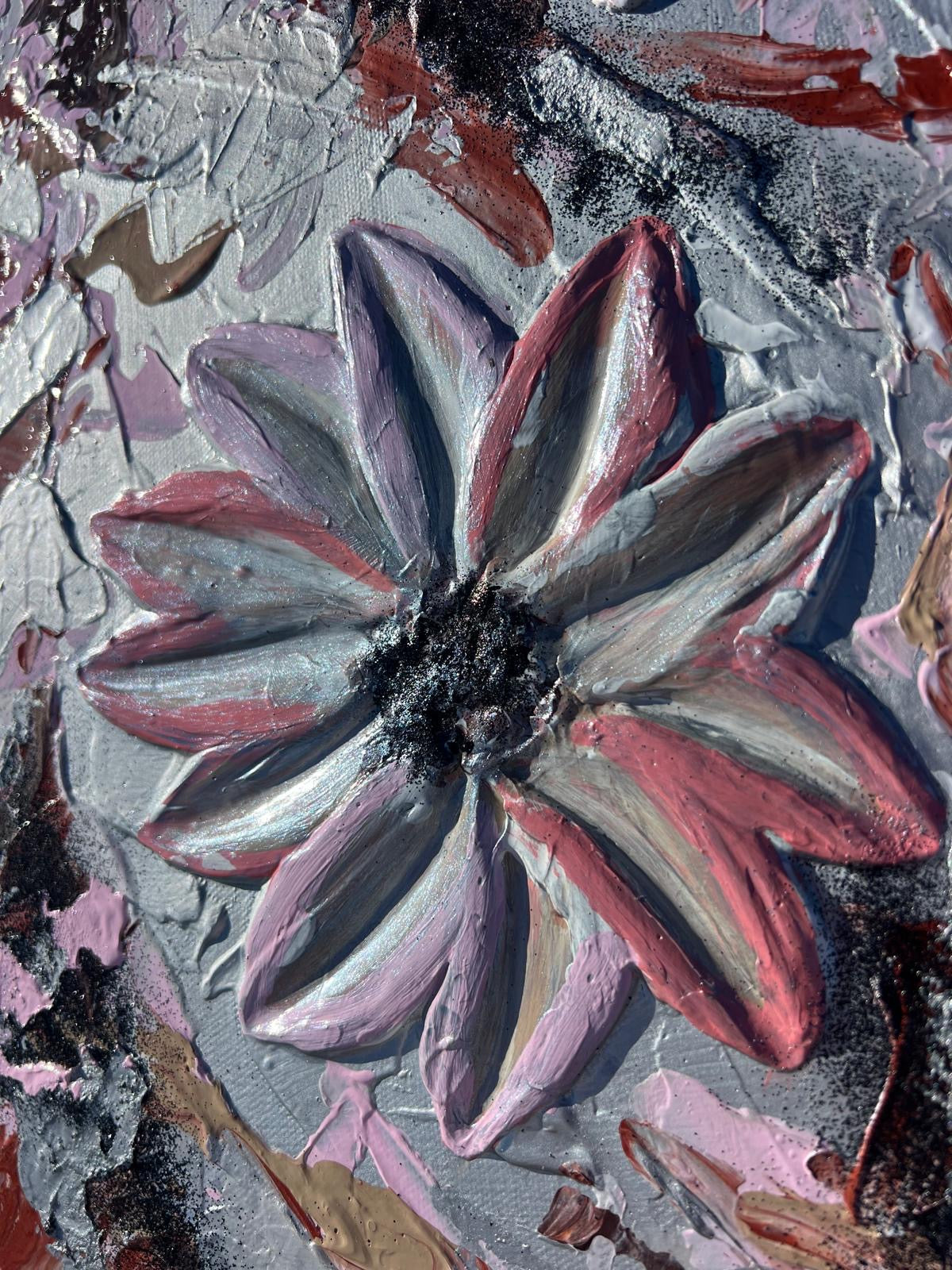 Tableau Abstract flowers pink
