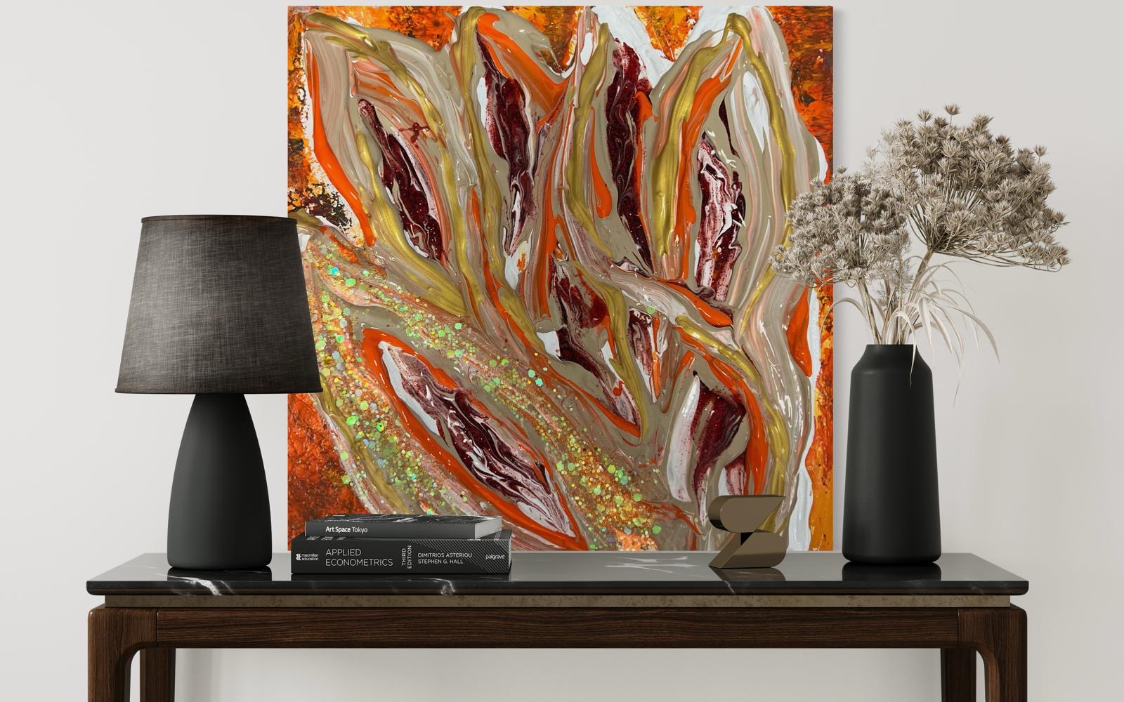 Tableau Abstrait Orange