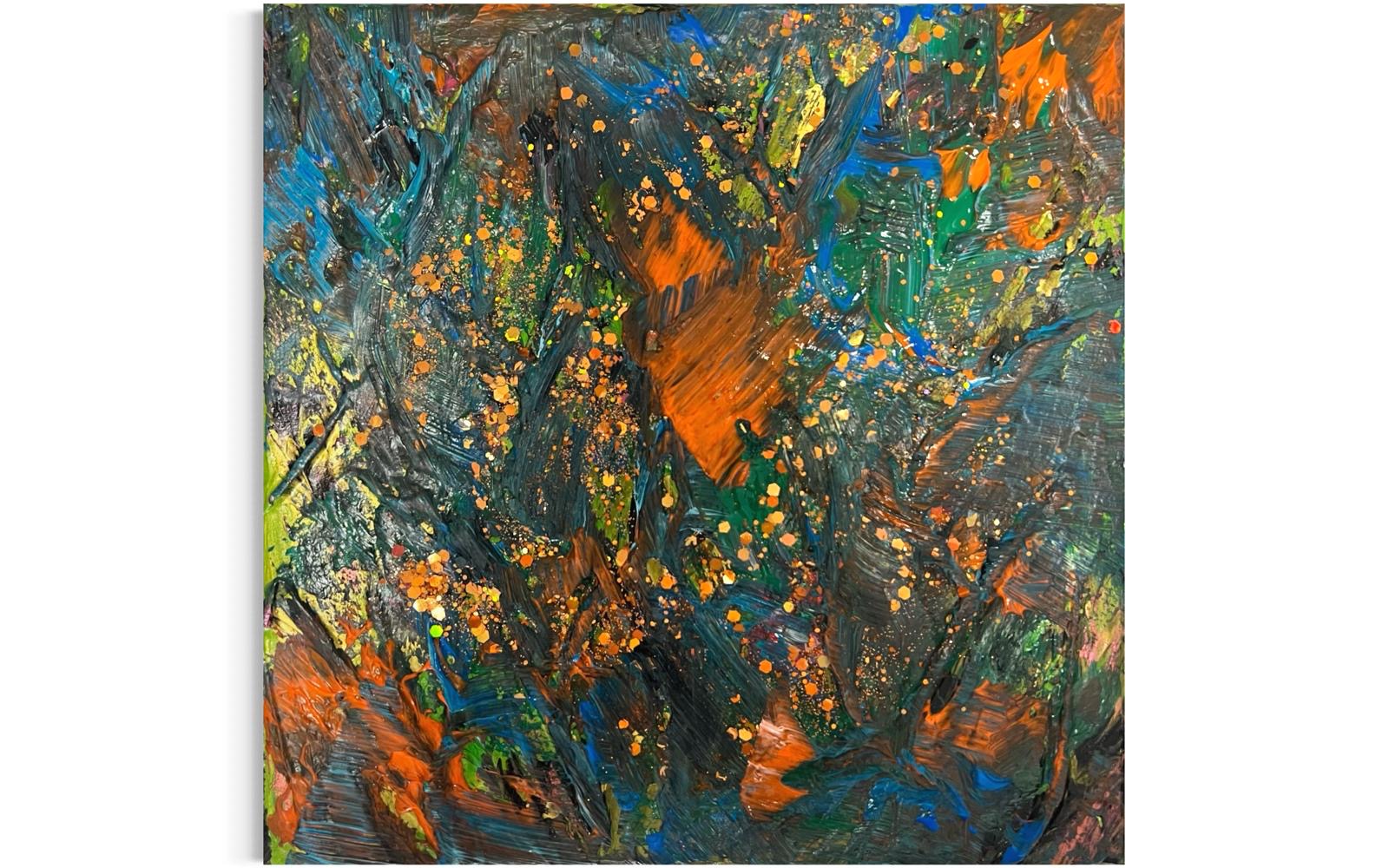 Tableau Abstrait Vert et Orange