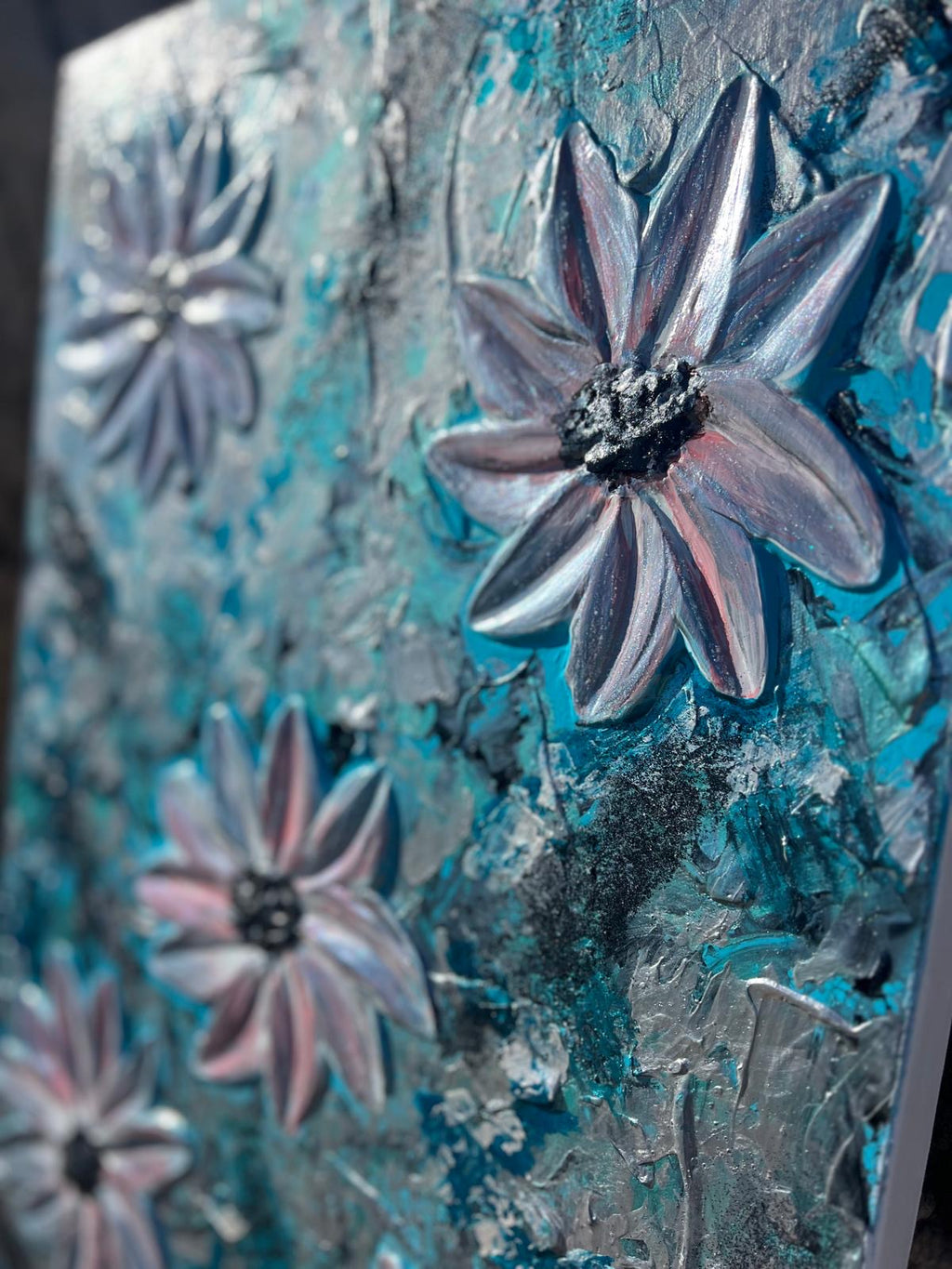 Tableau abstract flowers blue