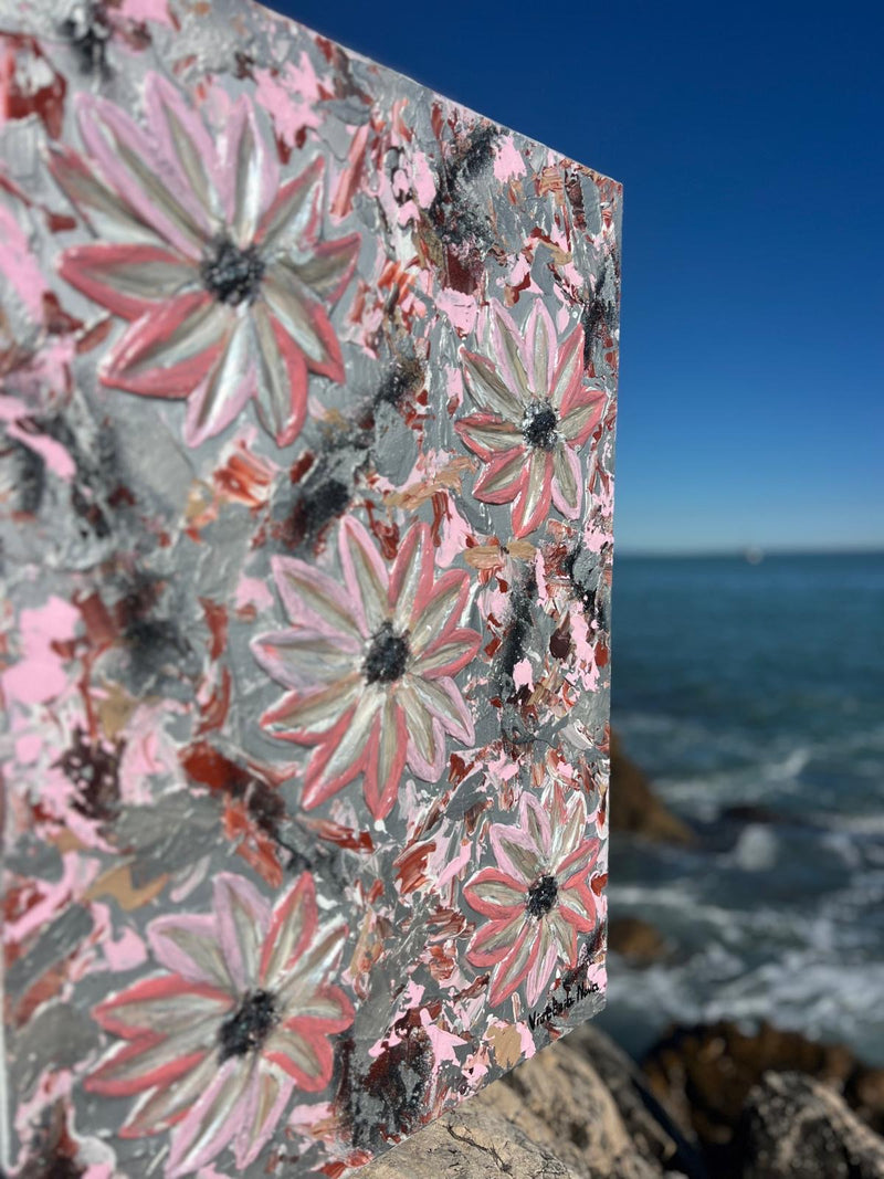 Tableau Abstract flowers pink