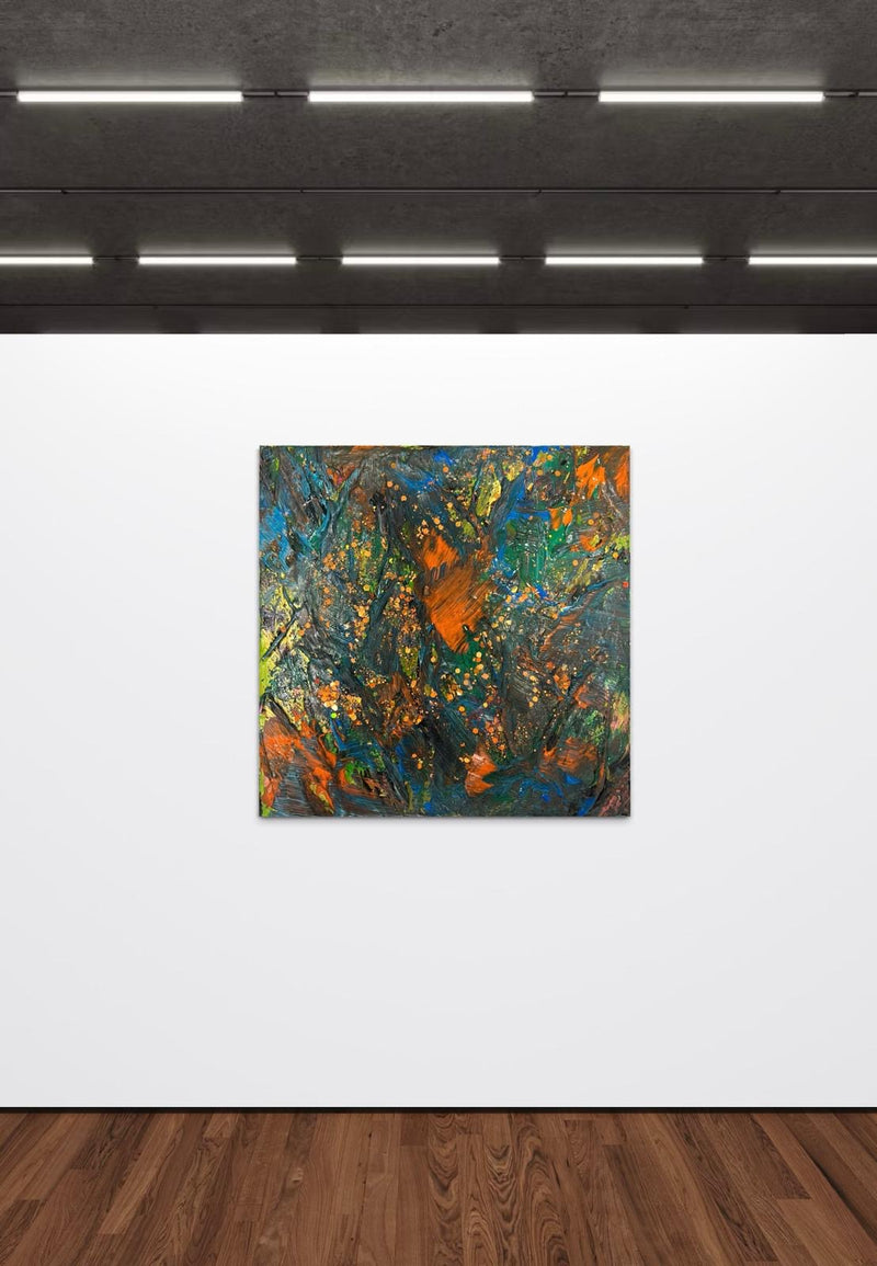 Tableau Abstrait Vert et Orange