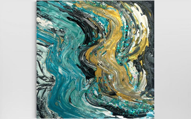 Tableau Abstrait Blue and Gold